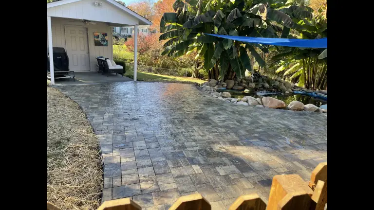 Finished paver patio and outdoor living area