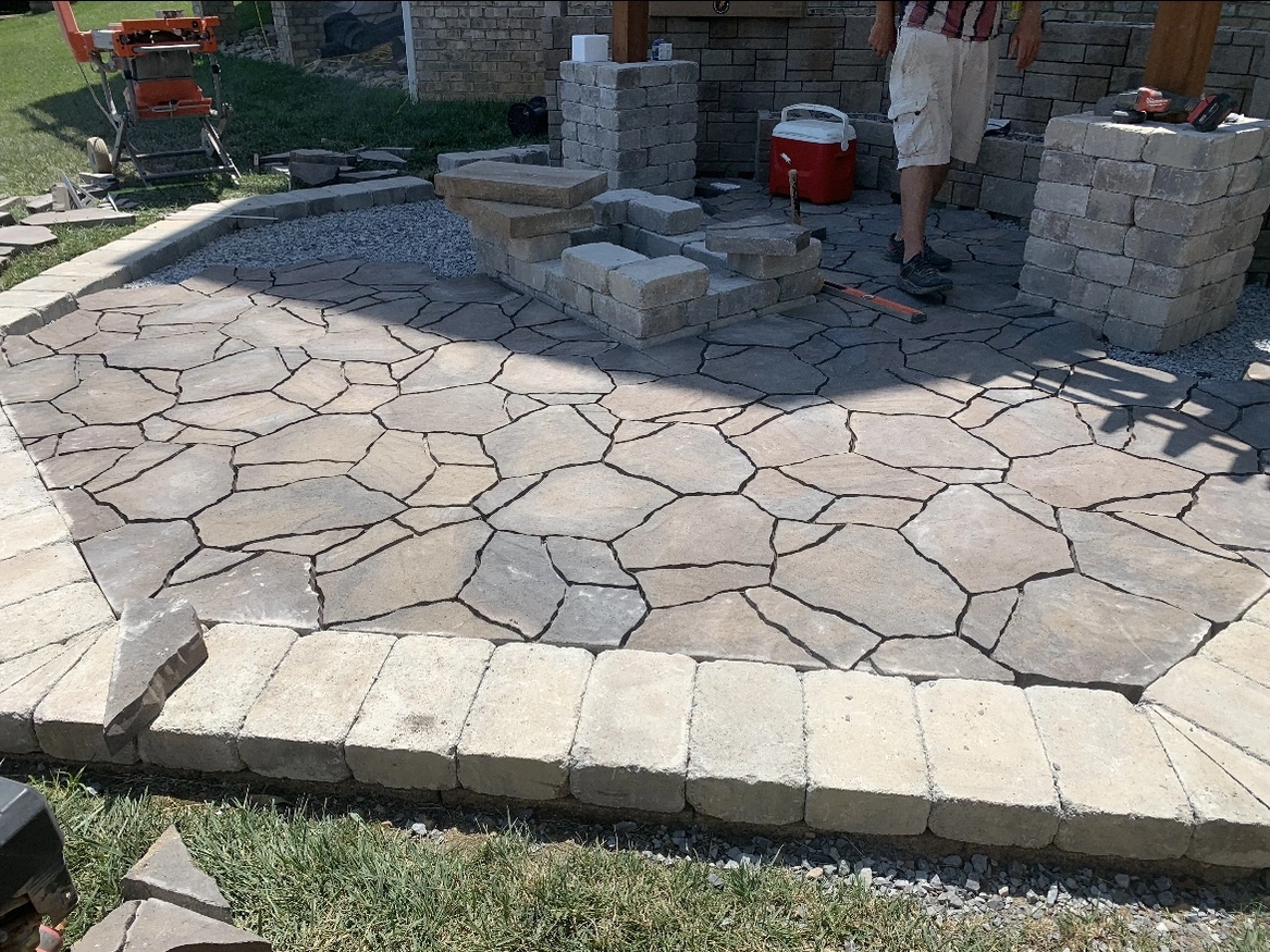 Custom stone walkway installation